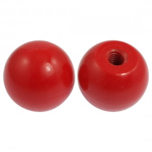 2 Pcs Red Plastic 9mm Moulded Threaded 38mm Diameter Ball Knobs