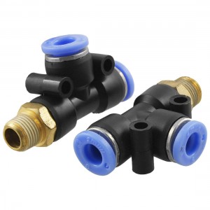 2 Pcs 1/8" Thread 6mm One Touch Push In T Joint Quick Fittings