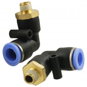 2 Pcs 1/8" Male Thread to 10mm Elbow Pneumatic Connector Fittings