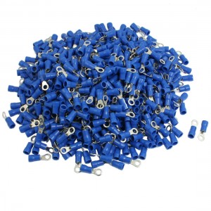 1000 Pcs RV2-4S AWG 16-14 Blue PVC Sleeve Pre Insulated Ring Terminals Connector