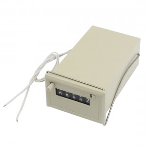 AC 110V CSK5-NKW 5 Digits 2 White Wired Electronmagnetic Counter Gray