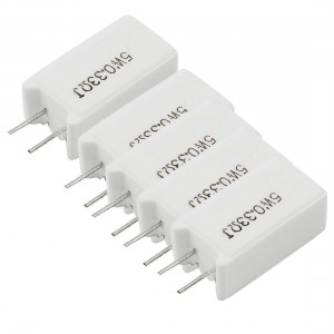 5 x 0.33 Ohm 5 Watt Wirewound Radial Cement Resistors White