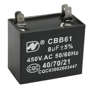 CBB61 8uF 450V AC 50/60Hz Air Conditioner Fan Motor Running Capacitor