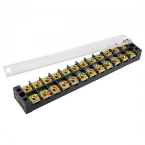 600V 45A Double Rows Cover Guard 12 Position Terminal Block