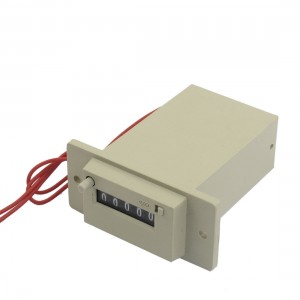 AC 110V CSK5-YKW 5 Digits 2 Red Wired Electronmagnetic Counter Gray