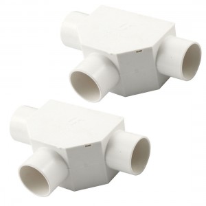 2 Pcs White PVC Tee Type Fitting Pipe Tube Connector