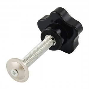 10mmx60mm Male Threaded Clamping Sar Knob Silver Tone Black