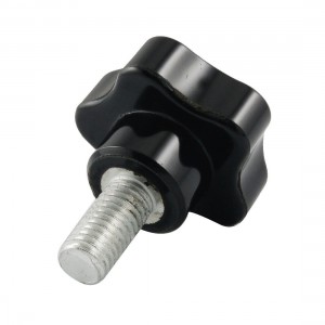 40mm Diameter Star Head 20mm Length Threaded Knob Black