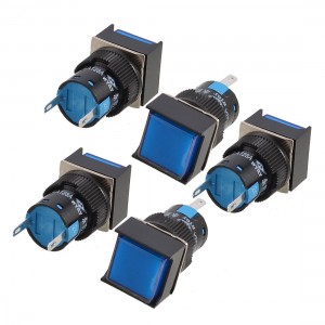 5 Pcs Blue Square Cap 2 Pins Fault Signal Lamp Indicator Light DC 24V