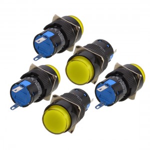 5 Pcs DC 24V 16mm Panel Yellow Power Indicator Light Abnormal Signal Pilot Lamp