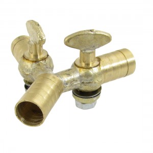 Gold Tone Three Way Double Outlet Y Design Gas Control Valve