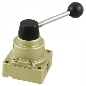 VH-200-02 G1/4" Port 4 Way 3 Position Black Plastic Handle Hand Lever Valve