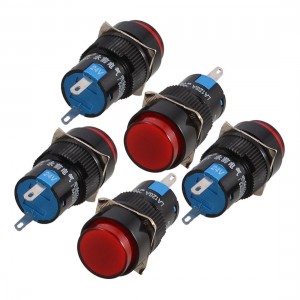 DC 24V Panel Mount Red Indicator Abnormal Signal Light Pilot Lamp 5 Pcs