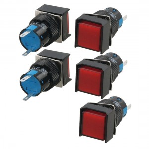 5 Pcs DC 12V Red Square Cap Indicator Neon Light Accident Signal Lamp