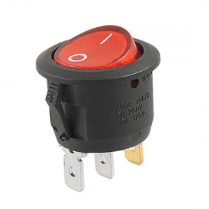 AC 6A/250V 10A/125V Red Light ON-OFF SPST Snap in Round Boat Rocker Switch 3 Pin