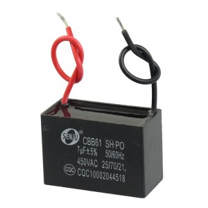 CBB61 7uF AC 450V Rectangle 2-Wire Non Polar Motor Run Capacitor