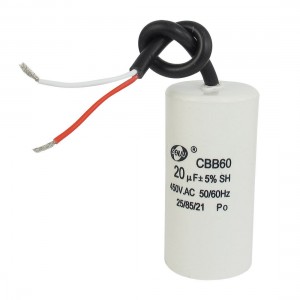 CBB60 AC 450V 20uF Cylinder Shape Non Polar Motor Capacitor