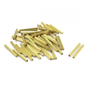 50 Pcs Female Threaded Pillars Brass Standoff Spacer Gold Tone M2x30mm