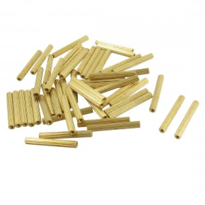 50 Pcs Female Threaded Pillars Brass Standoff Spacer Gold Tone M2x24mm