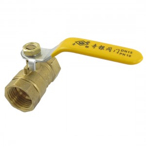Female to Female 1/2" PT Threaded Yellow Lever Handle Brass Ball Valve