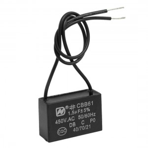 CBB61 AC 450V 1.5uF 50/60 Hz Wire Motor Run Capacitor