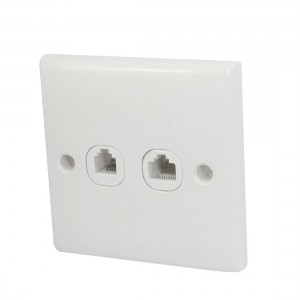 AC 250V 10A White Rectangle RJ11 Telephone RJ45 Computer Socket Wall Plate