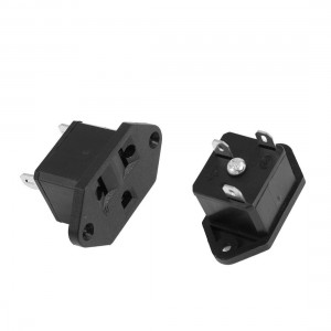 2 Pcs Black Panel Mounting US EU Power Socket AC 250V 10A