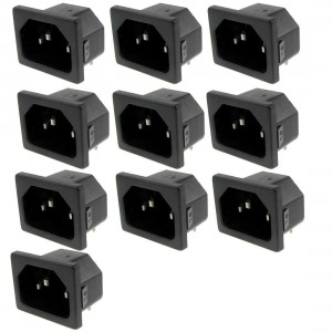 10 x Black 3 Pin IEC320 C14 Inlet Plug Power Socket AC 250V 10A