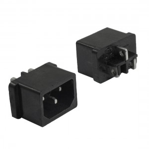 2 Pcs AC 250V 10A 3 Terminals C14 Male Plug Outlet Power Socket Adapter Black