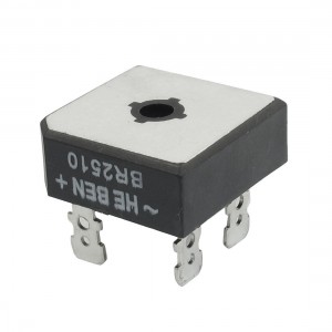 BR2510 1KV 25A Single Phase Bridge Rectifier Half-Wave Silver Tone Black