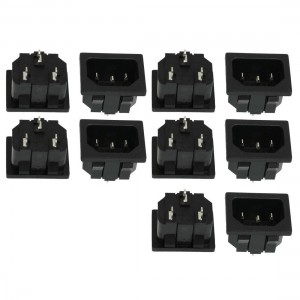 10 x AC 250V 15A IEC320 C14 3 Pin Male Power Plug Black