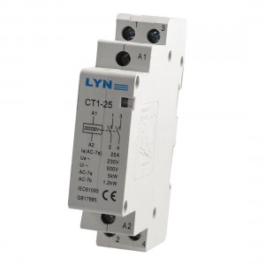 220/230V 25A Double Poles Family Household AC Contactor CT1-25