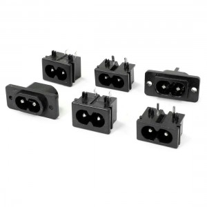 6 Pcs AC 250V 2.5A 2 Pins IEC320 C8 Inlet Plug Power Socket Black