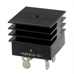 KBPC15-10 15A 1KV Single Phase Bridge Rectifier Half-Wave Black w Heatsink