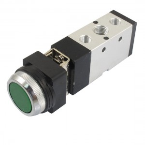 MV522PP 12mm Thread 2 Position 5 Way Green Flat Button Air Mechanical Valve