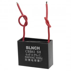 2 Pcs CBB61 6uF AC 500V Rectangle Non Polar Motor Run Capacitor