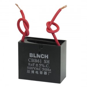 CBB61 8uF AC 500V Rectangle Non Polar Motor Run Capacitor