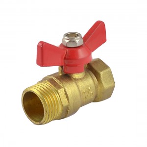 Male to Female 1/2"PT Threaded Butterfly Grip Brass Ball Valve