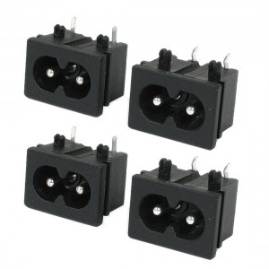 4 Pcs Black Male Plug IEC320 C8 AC Power Socket Connector 2.5A 250VAC