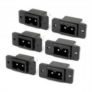 250V 2.5A 2 Pin Black IEC60320 C12 Male Plug Power Inlet Socket Adapter 6 Pcs