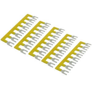 5 Pcs Fork Type 8 Postions Terminal Strip Block Yellow 400V 10A