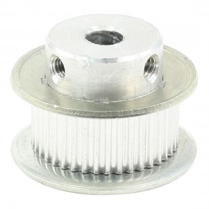 6.35mm Hole Dia Double Flange 40 Teeth 0.8mm Pitch Metal Timing Belt Pulley