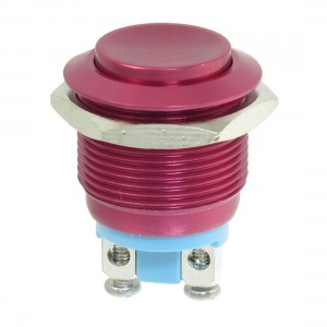 19mm Mounted Thread Momentary SPST Red Stainless Steel Round Push Button Switch