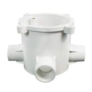 White PVC Flush Type Wall Mounted 4 Way Round Junction Box Case