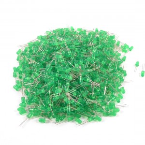1000 Pcs DC 2.2-3.2V 20mA Non-polar 2-Pin 5mm F5 Green LED Light Emitting Diodes