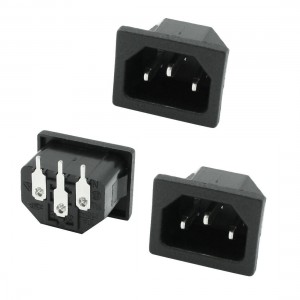 3 Pcs IEC 60320 Electrical Black C14 Plug Adapter 250V 10A