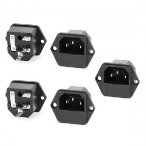 15A 250VAC IEC 60320 3 Terminals Fuse Holer C14 Inlet Male Power Plug 5 Pcs