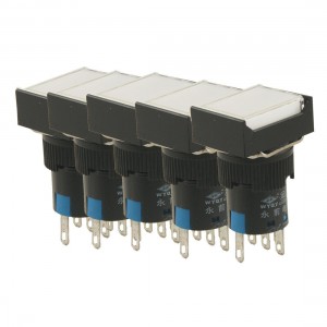 5 Pcs Panel Mount Momentary White Lamp Rectangular Push Button Switch DC 24V