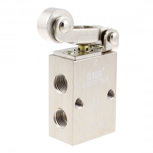 0-0.8MPa 2 Position 3 Way Roller Air Pneumatic Mechanical Valve Silver Tone