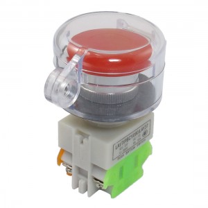 AC 660V 10A Red Mushroom Momentary Push Button Switch 1NO 1NC w Cover